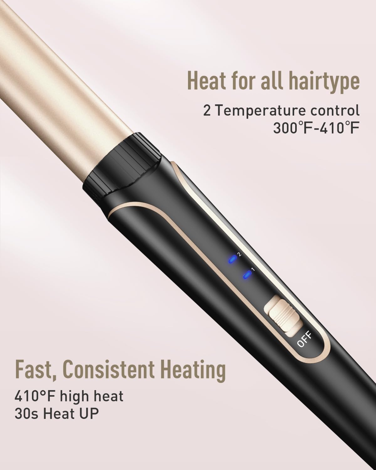 Waver Curling Iron Curling Wand - BESTOPE PRO 5 in 1 Curling Wand Set with 3 Barrel Hair Crimper for Women, Fast Heating Crimper Wand Curler in All Hair Type, Women Gifts - Gold