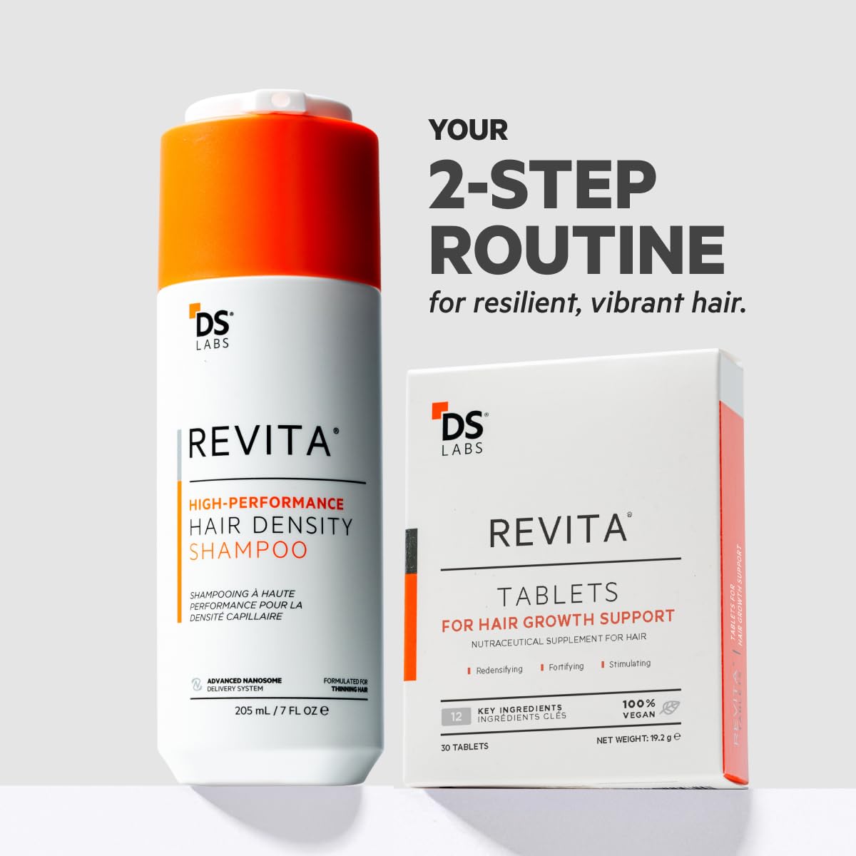 DS Labs Revita Shampoo & Revita Tablets Kit, 205mL & 30 Tablets – Scalp First Cleanse & Daily Supplement for Fuller Looking, Thicker Looking Hair, Sulfate & Silicone Free, for Men & Women