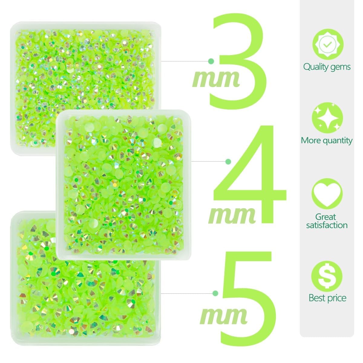 Peridot AB Resin Rhinestones for Crafting 3mm 4mm 5mm Fresh Green Flatback Jelly Stones SS10 SS16 SS20 Diamonds Crystals Gems for Nails Face Eyes Makeup Tumblers Bottles Crafts Clothes Shoes