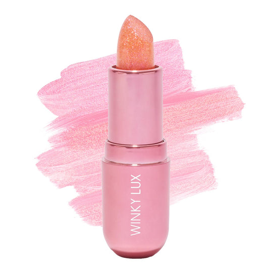 Winky Lux Pink Opal Glimmer Balm – Nourishing pH Lip Balm with Color Changing Pink Tint with Shimmer, Hydrating Ceramides Soften Lips, Raspberry Vanilla Scent