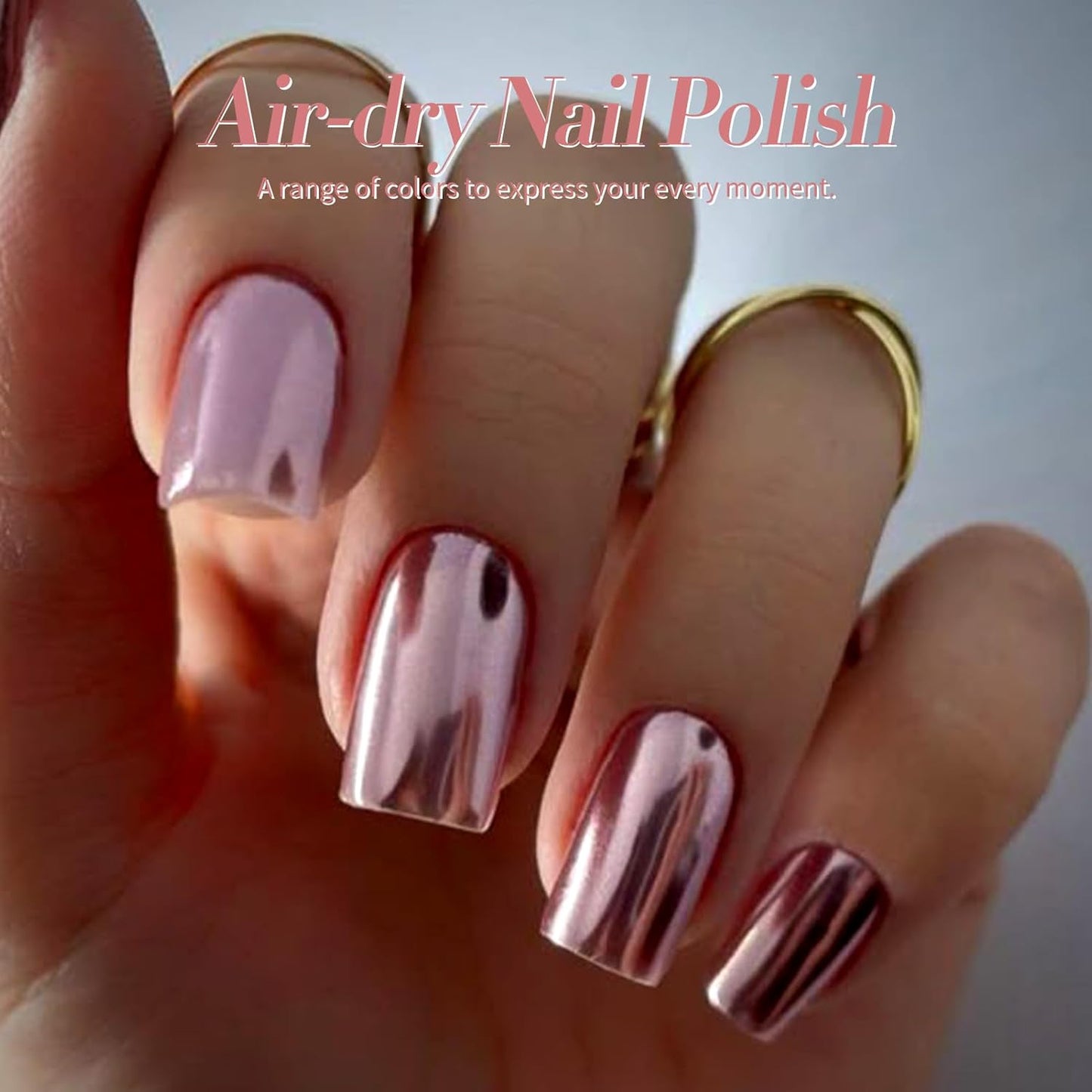 Born Pretty Metallic Nail Polish Set, 15 Colors Metallic Mirror Quick Dry Nail Polish Red Pink Gold Silver Purple Chrome Holographic Regular Nail Polish Nail Lacquer Fingernail Glossy Nail Polish Set