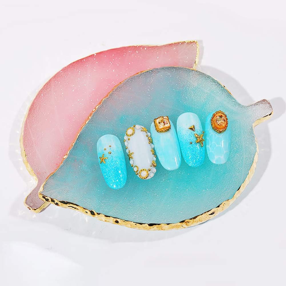 1 Pcs Leaf Resin Nail Art Palette Painting Makeup Palette Tray Cosmetic Nail Gel Polish Colors Mixing Pallet Yellow