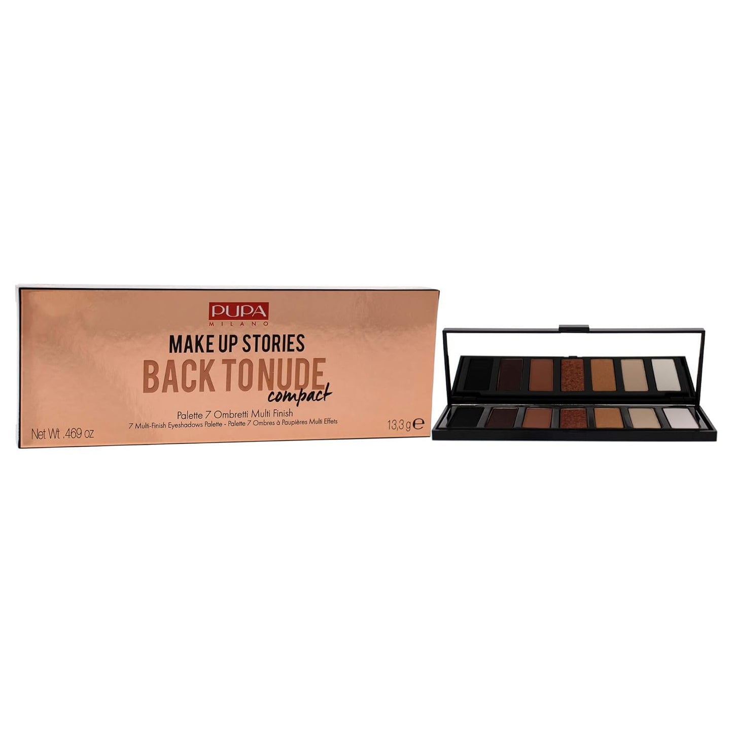 Pupa Milano Make Up Stories Eyeshadow Palette 001 Back To Nude - 7-Shade Shadow Collection with Matte, Satin, and Metallic Color Options - High Pigment Formula - Soft, Blendable Texture - 0.469 oz