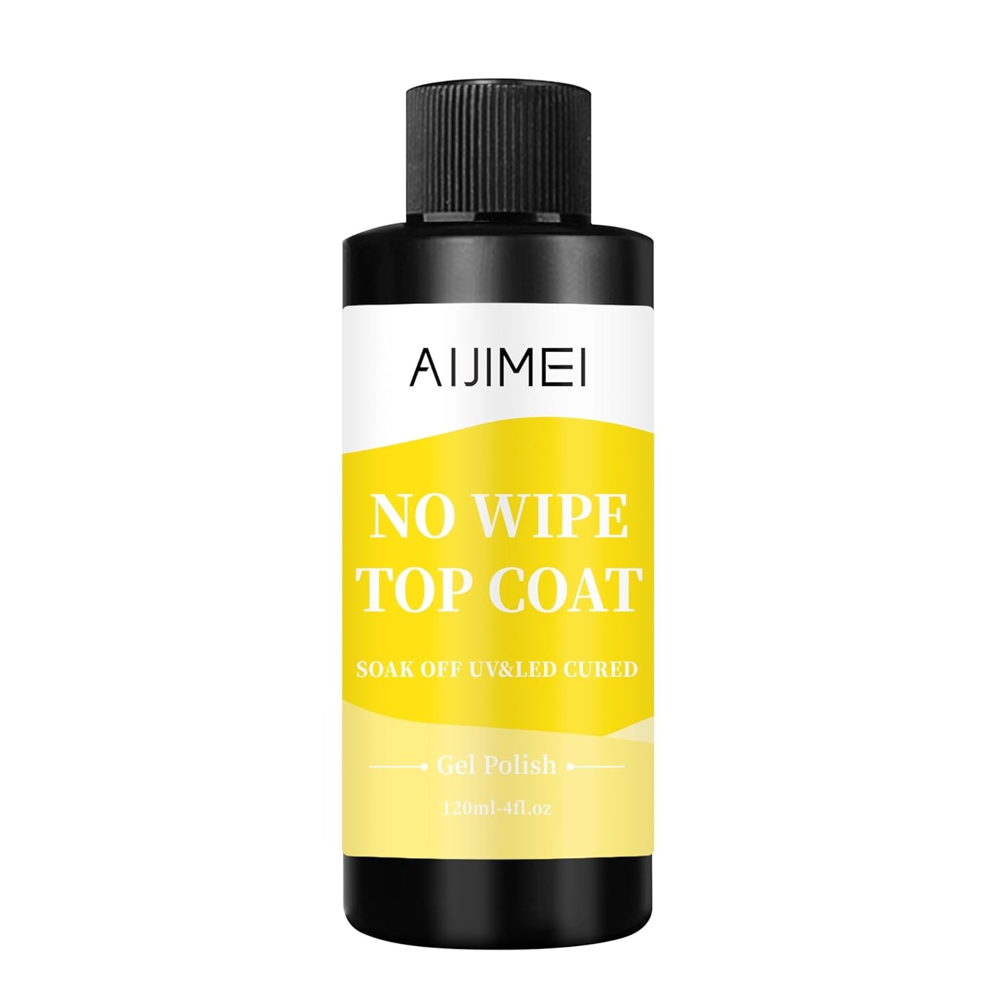 AIJIMEI 120ml Gel Polish No Wipe Top Coat Long Lasting Top Gel for Acrylic Nails,Top Coat for Home DIY and Nail Salon Non-Wipe TopCoat 4 Fl Oz