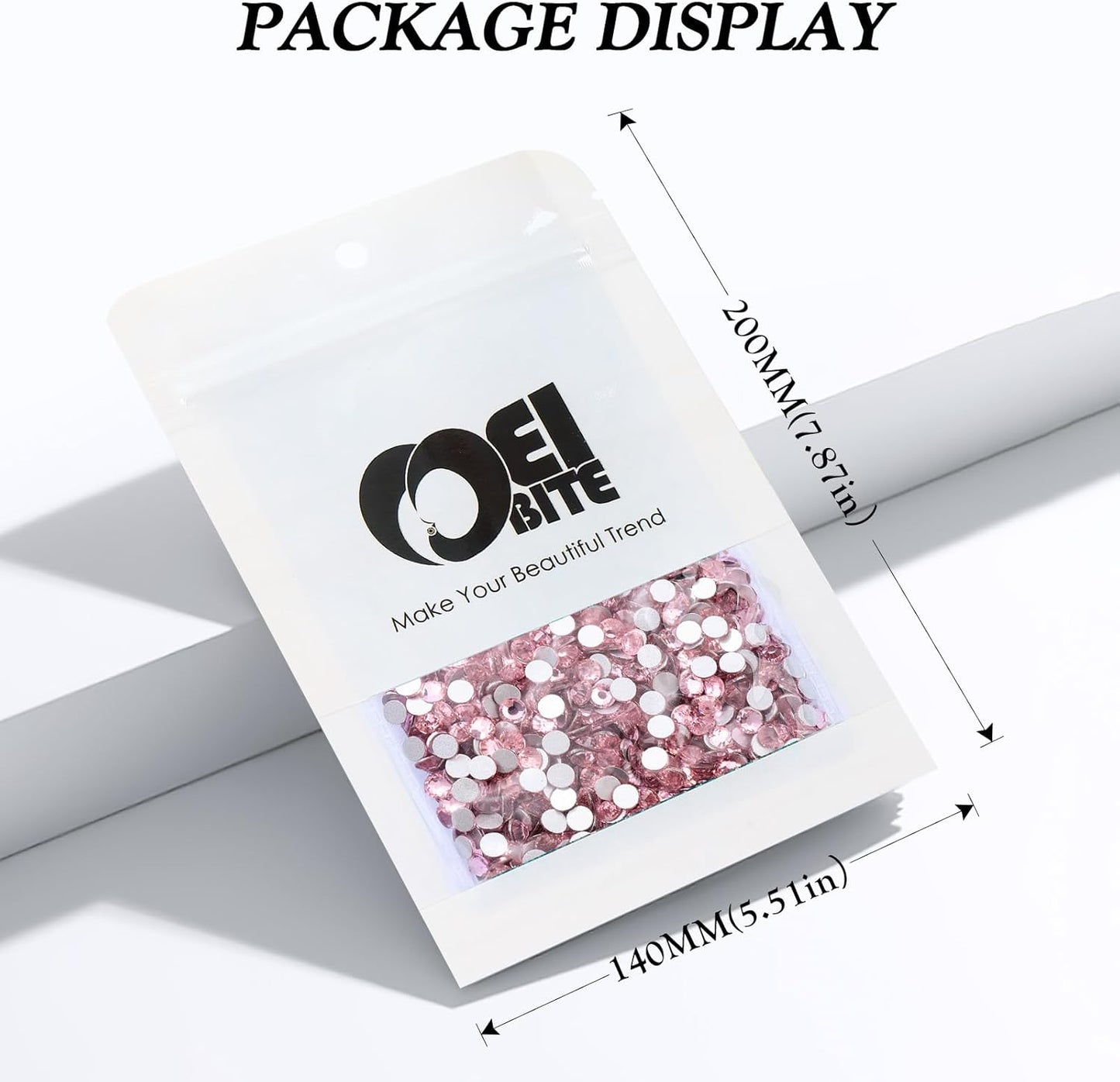 Pink Flatback Rhinestones, Glass Rhinestones for Nail Art and Craft, Glue Fix, Loose Crystal Gemstones(Pink, SS12, 2880pcs, 2.9-3.0mm)