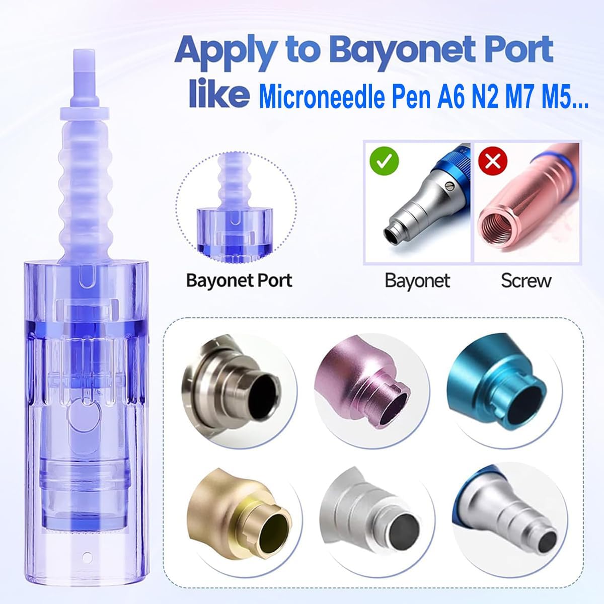 HOKYNATI Microneedling Pen Cartridges, 36 Pin Bayonet Needles, Compatible with Dr Pen A6 N2 M5 M7, 0.3mm Length, 10 Pack