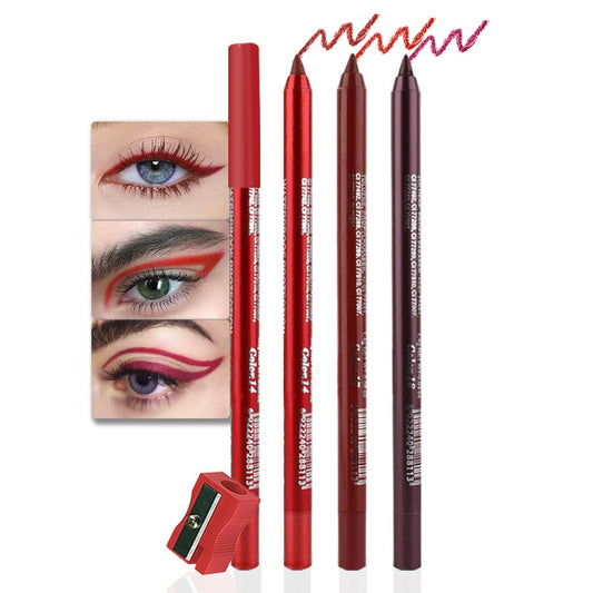 evpct 3Pcs Red & Ruby Red & Wine Red Gel Glitter Eyeliner Pencils Set for Women Waterproof Smudge Proof lapiz de ojos delineador de ojos contra el agua Eye Liner Makeup 14 17 18