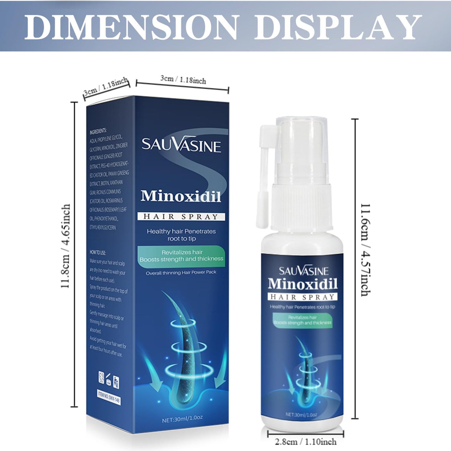 5% Minoxidil Hair growth Spray for Women and Men: Anti Hair Loss Treatment for Hair Regrowth 2 Month Supply, Extra Strength Scalp Solution, Thicken Strengthen Longer Hair