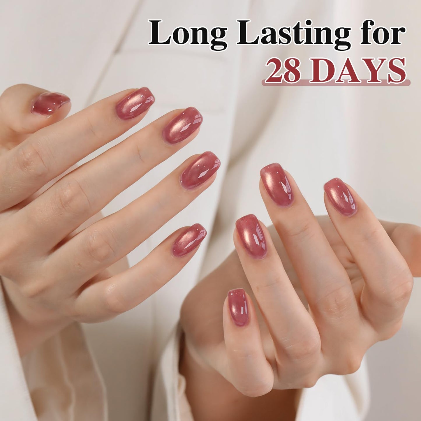 Double Rhythm 0.5 OZ Cat Eye Gel Polish with Magnet 15ML Holographic Glitter Shimmer Translucent Jelly Color Magnetic Nail Polish Salon DIY at Home (Rose Coffee-MC1272)