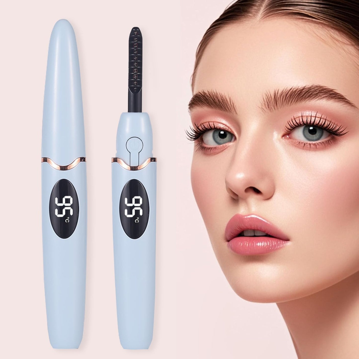 Heated Eyelash Curlers Electric Eyelash Curler with LED Display, 4 Temperature Modes Anti-Burn USB Rechargeable Natural Curling 24H Long Lasting for Women Makeup Tools Gifts