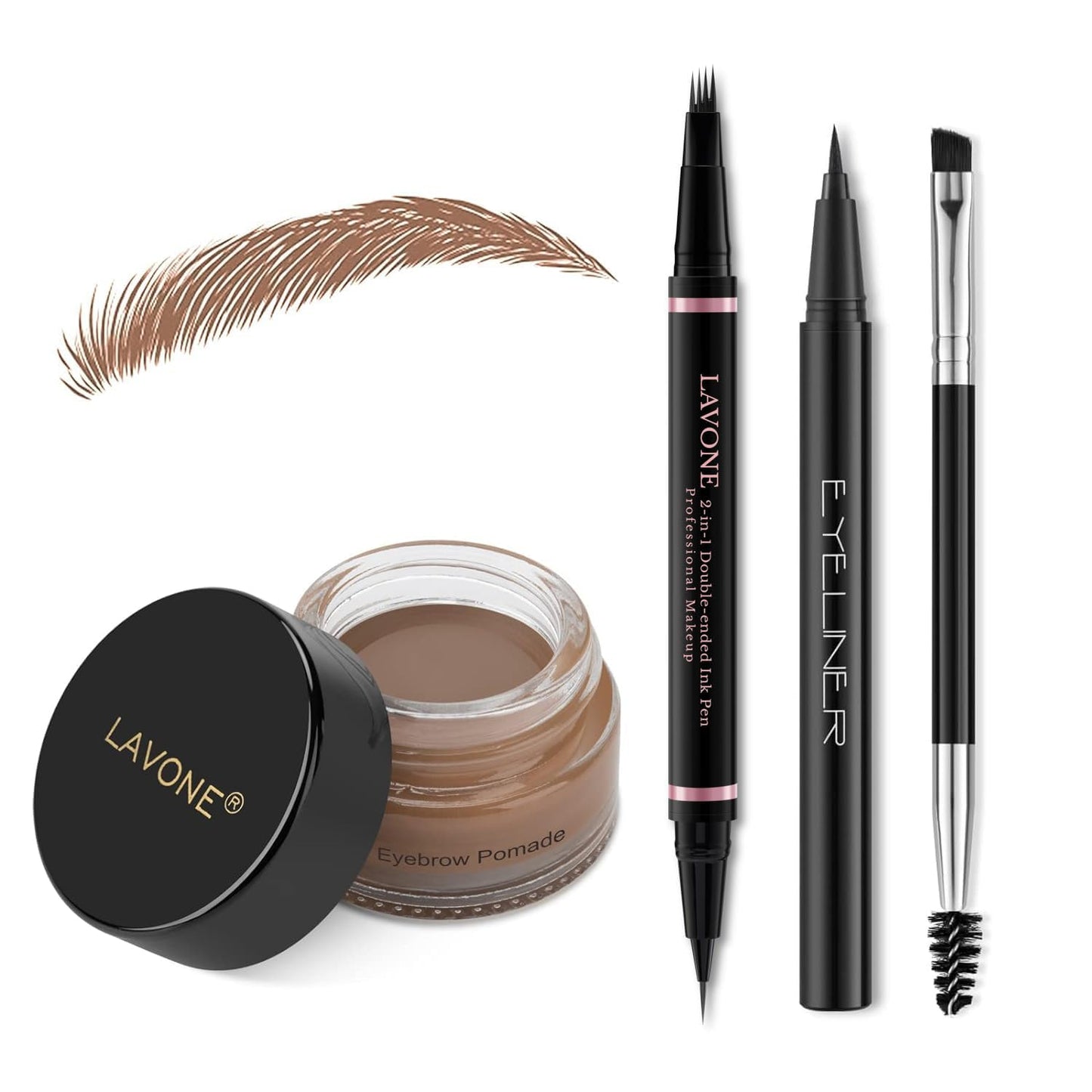 Eyebrow Pencil Makeup Kit, with Waterproof 2-IN-1 Microblading Eyebrow Pen, Eyebrow Pomade, Eyeliner and Dual-ended Eyebrow Brush, Brow Pencil Kit for Natural Eyebrows - Auburn