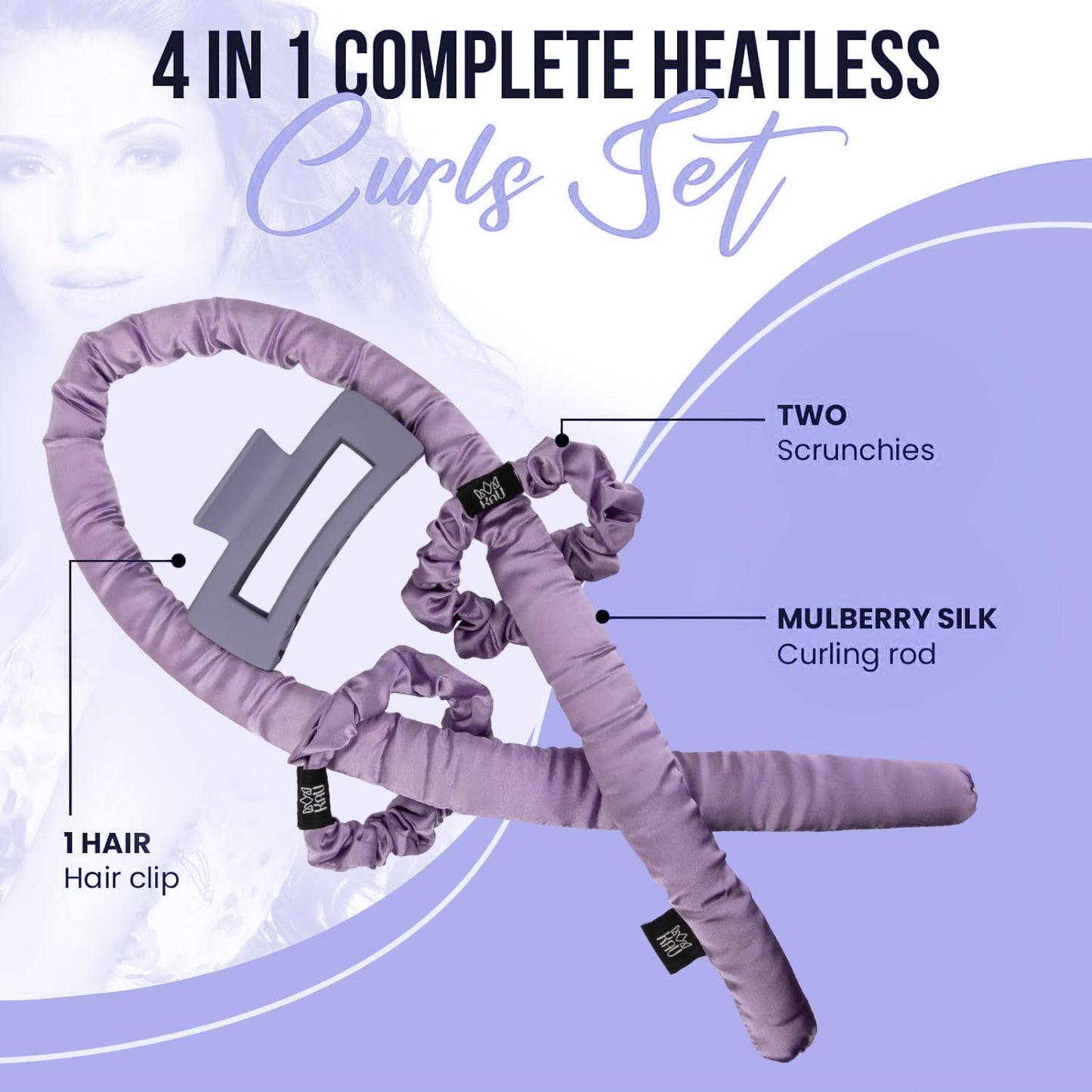 Heatless Hair Curler, Satin Hair Rollers for Heat less Curls Overnight, Premium Satin for No Heat Curls, Overnight Heatless Curling Rod to Sleep In, Silky Curlers with Clip and Scrunchies