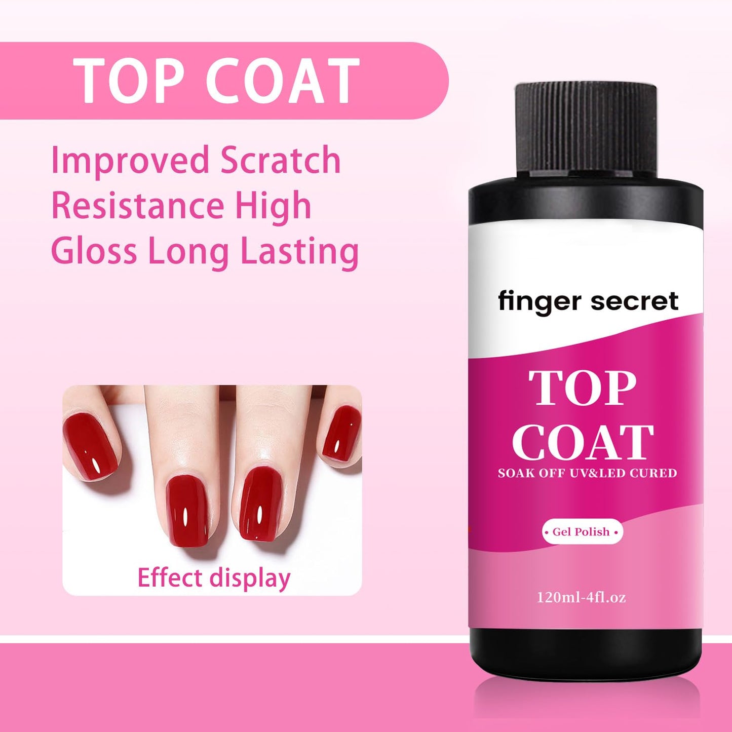 120ml/4floz Top Coat for Gel Nail Polish,Quick Dry Clear Nail Polish,Nail Supplies for DIY in Salon or Home Use.