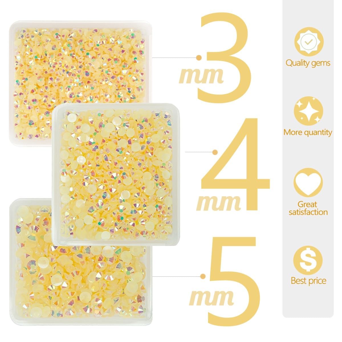 Light Champagne AB Resin Rhinestones for Crafting 3mm 4mm 5mm Flatback Jelly Stones Bulk SS10 SS16 SS20 Non-Hotfix Diamonds Crystals Gems for Nails Face Eyes Makeup Body Tumblers Bottles Crafts