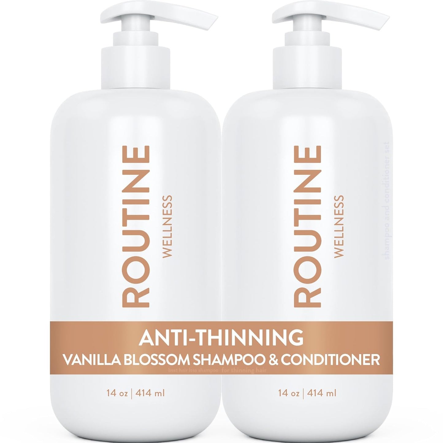Routine Wellness Anti-Thinning Shampoo and Conditioner Set for Thinning Hair - Biotin DHT Blocker Women & Men - Color Safe Shampoo for Hair Loss & Healthier Hair - Vanilla Blossom (Pack of 2)