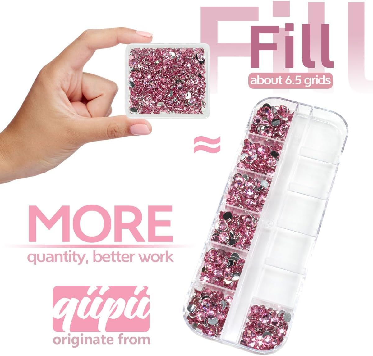 Dark Pink Crystal Resin Rhinestones w B7000 Jewelry Glue for Bedazzling Crafting Flatback Stones 3mm 4mm 5mm 6mm Diamonds Crystals Gems Charms for Nails Face Eyes Makeup Tumblers Bottles Crafts