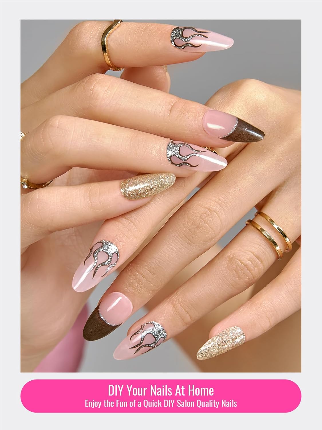 Semi Cured Gel Nail Strips, 30 pcs Gel Nail Wraps, Easy to Apply, Salon-Quality, 2 Weeks Long Lasting Pink Passion