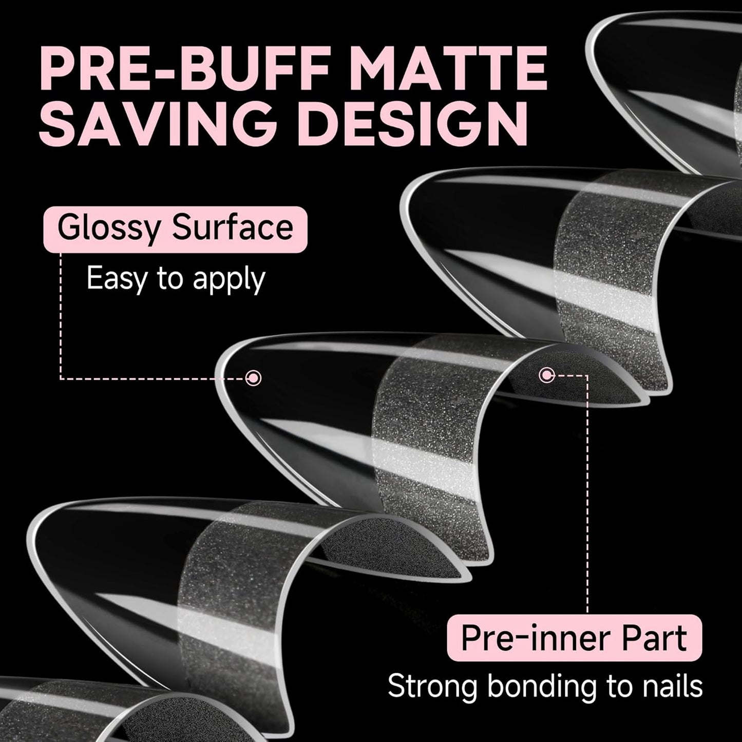 UNA GELLA Almond Gel Nail Tips Short: Half Cover Almond Shape Nail Tips Matte 216pcs Clear Gelly Tips for Saving Nail Extension DIY Nail Art, Self-handle 12Sizes