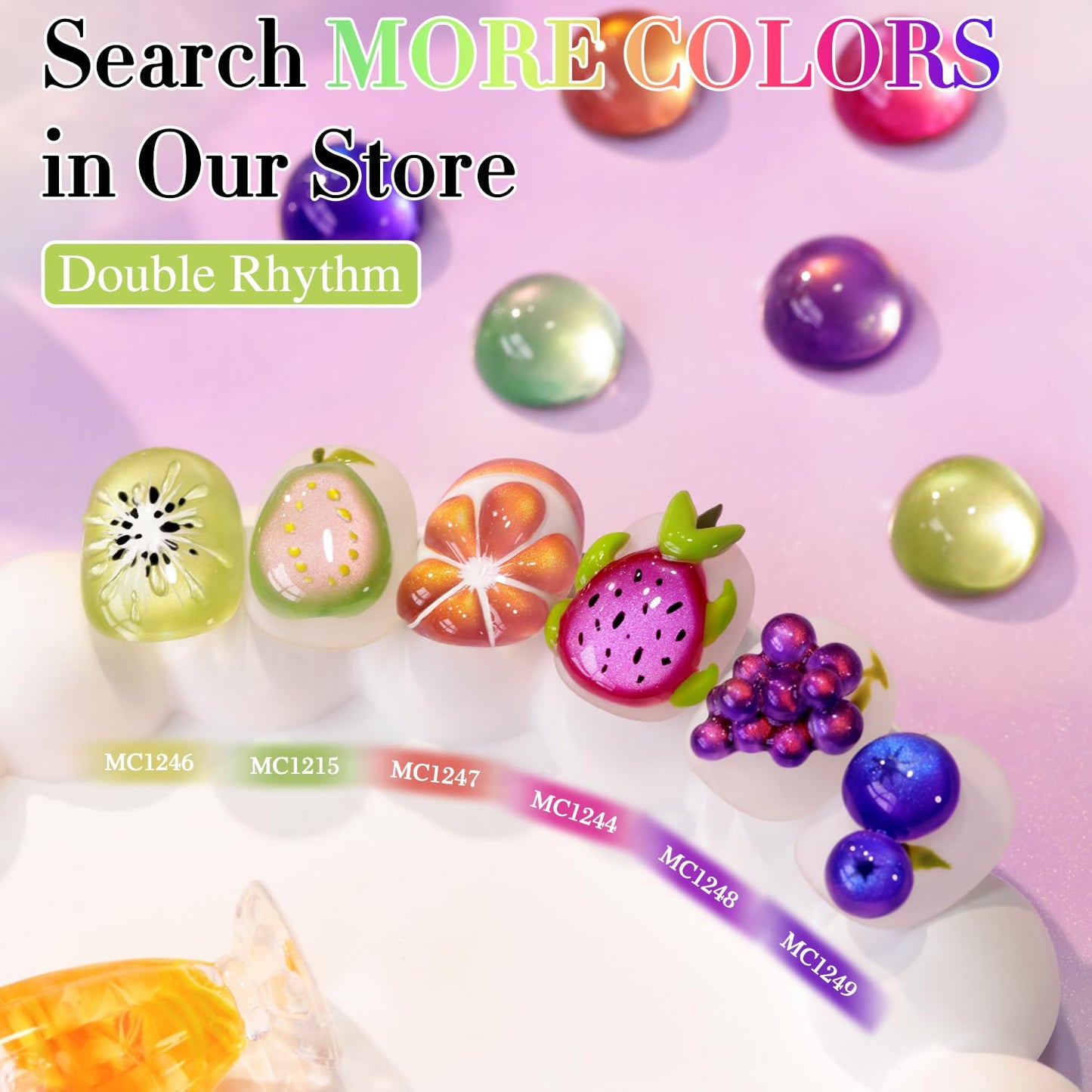 Double Rhythm 0.5 OZ Cat Eye Gel Polish with Magnet 15ML Holographic Glitter Shimmer Translucent Jelly Color Magnetic Nail Polish Salon DIY at Home (Navy Blue-MC1249)