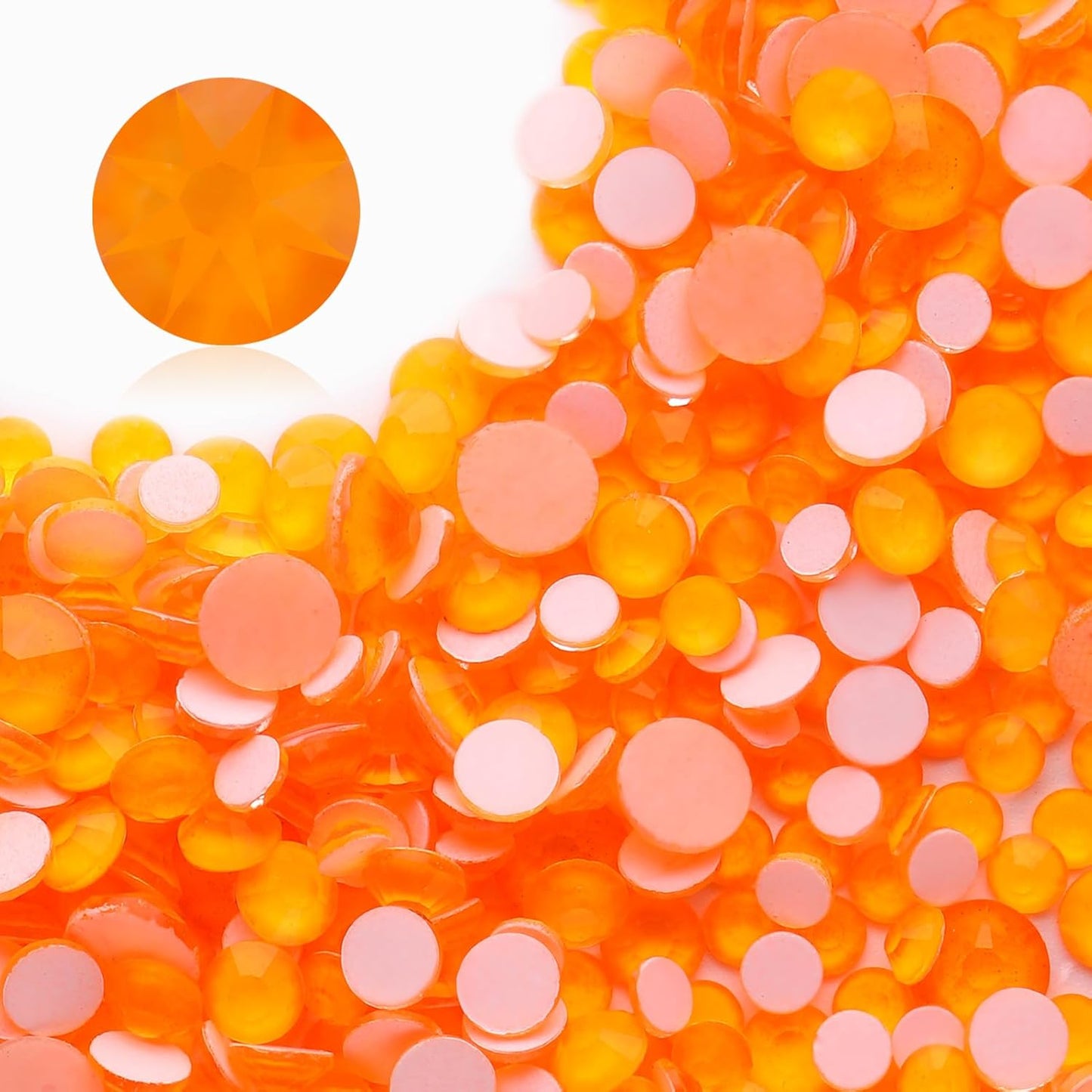 Neon Orange Flatback Rhinestones, Glass Rhinestones for Nail Art and Craft, Glue Fix, Loose Crystal Gemstones(Neon Orange, SS10, 1440pcs, 2.7-2.8mm)