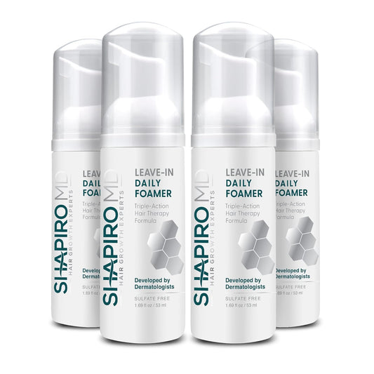 Shapiro MD Hair Growth Experts Leave-In Daily Foam, DHT Fighting Vegan Formula for Thinning Hair Developed by Dermatologists, Experience Healthier, Fuller & Thicker Looking Hair - 4 Month Supply