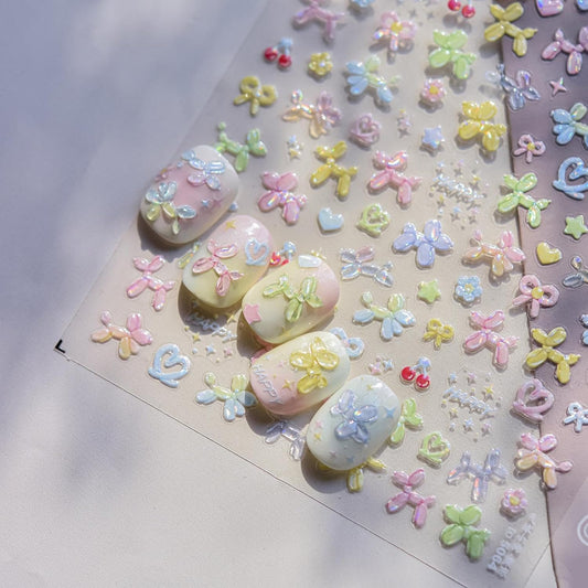 Dog Nail Sticker for Nails Art Colorful Nail Decals 5D Embossed Cute Balloon Self Adhesive Nails Art Stickers for Women Girls Kid Manicure DIY Decoration Supply Accessories