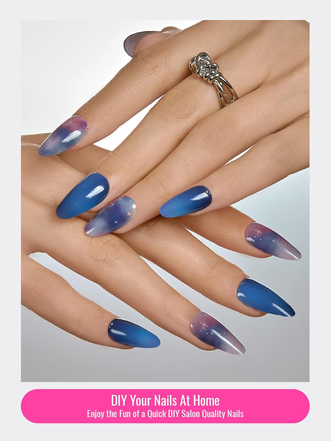 Semi Cured Gel Nail Strips, 30 pcs Gel Nail Stikers, Gel Nail Wraps Semi Cured, Salon-Quality, 2 Weeks Long Lasting, Starry Sky