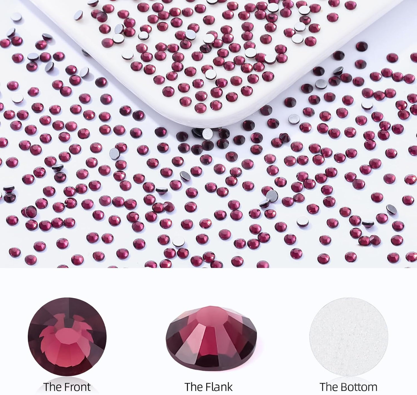 Purple Flatback Rhinestones, Glass Rhinestones for Nail Art and Craft, Glue Fix, Loose Crystal Gemstones(Purple, SS10, 1440pcs, 2.7-2.8mm)