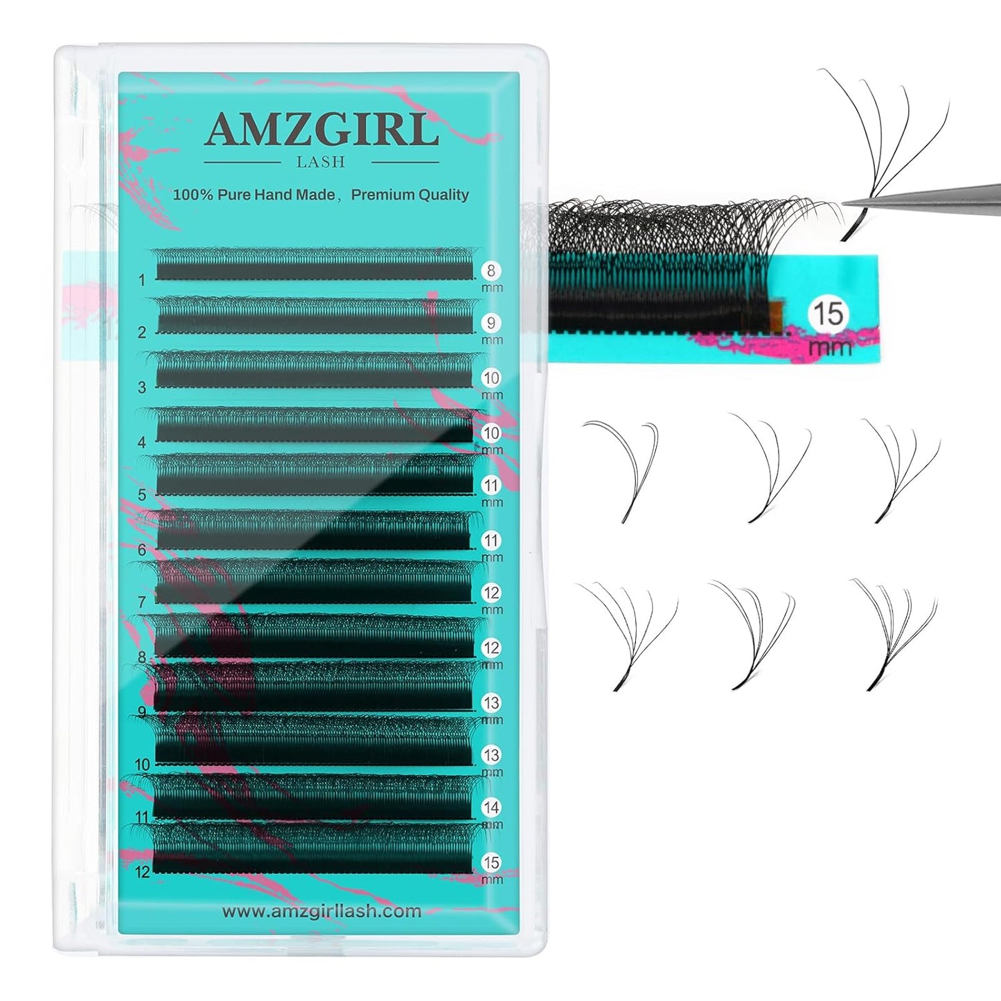 Eyelash Extensions 4DW C Curl,Mixed Tray Lash Extension Supplies Individual Lashes Premium Classic Lash Soft Super Matte Black Professional Eyelashes Extension(8-15mm)