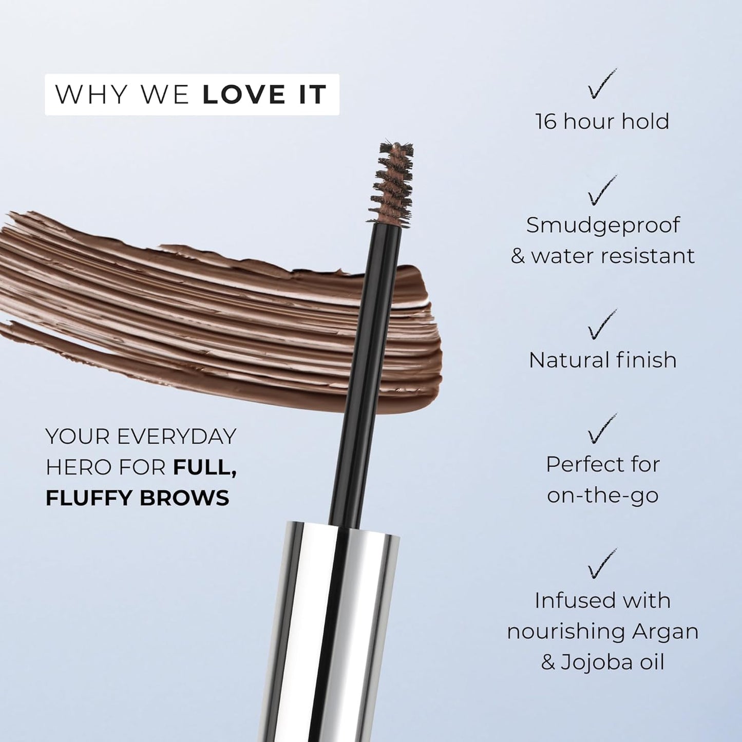 Wunderbrow Fluffy Brow Wax, Vegan and Cruelty-Free Eyebrow Wax With a Waterproof Long Lasting Hold, Enriched with Jojoba and Argan Oil (Taupe-Grey)