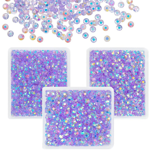 Transparent Light Purple Ab Resin Rhinestones for Crafting 3mm 4mm 5mm Clear Violet Diamonds Flatback Jelly Stones Gems Charms for Nails Face Eyes Makeup Tumblers Bottles Crafts Clothes Shoes
