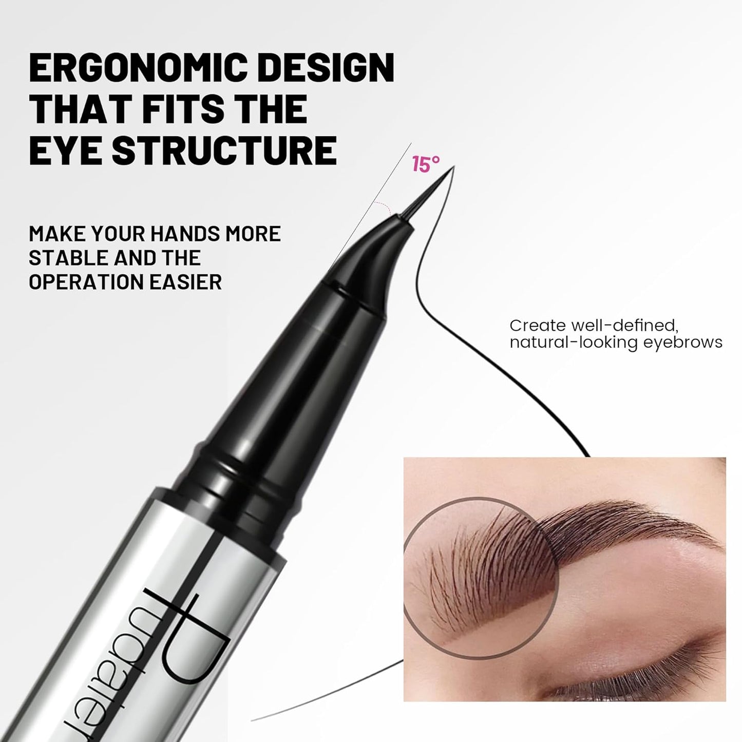 2 Pack 2 Fine Tip Eyebrow Pen, Waterproof Filling Faux Brow Makeup Pencils for Women with Precise Curved Brush-Tip to Fast Create Natural Hair-Like Brows, Last All-Day (Cool Brown)