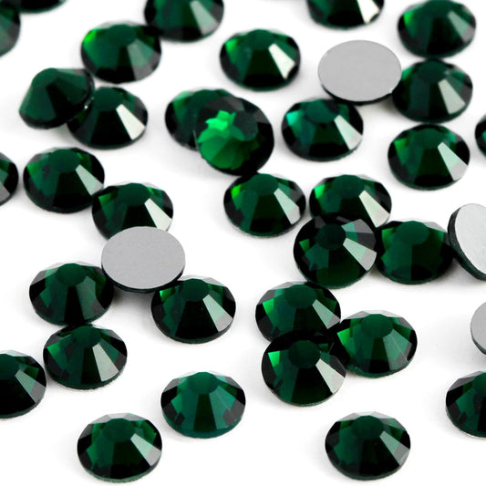 2000PCS SS16 Flatback Rhinestones | 12-Facet Diamond-Cut Glass Gems for Nail Art, Clothing, DIY Crafts |Glue-On Decoration Stones with Silver Backing(Emerald)