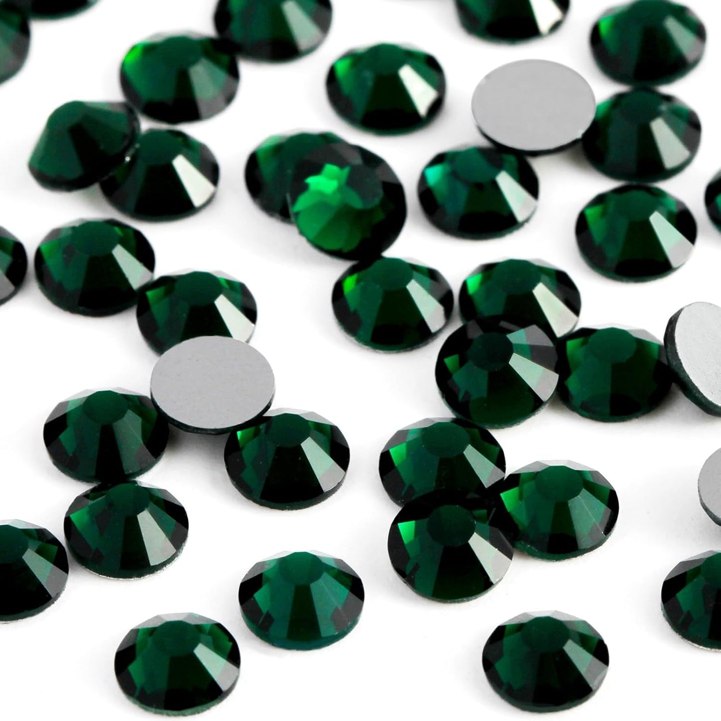 400PCS SS30 Flatback Rhinestones | 12-Facet Diamond-Cut Glass Gems for Nail Art, Clothing, DIY Crafts |Glue-On Decoration Stones with Silver Backing(Emerald)