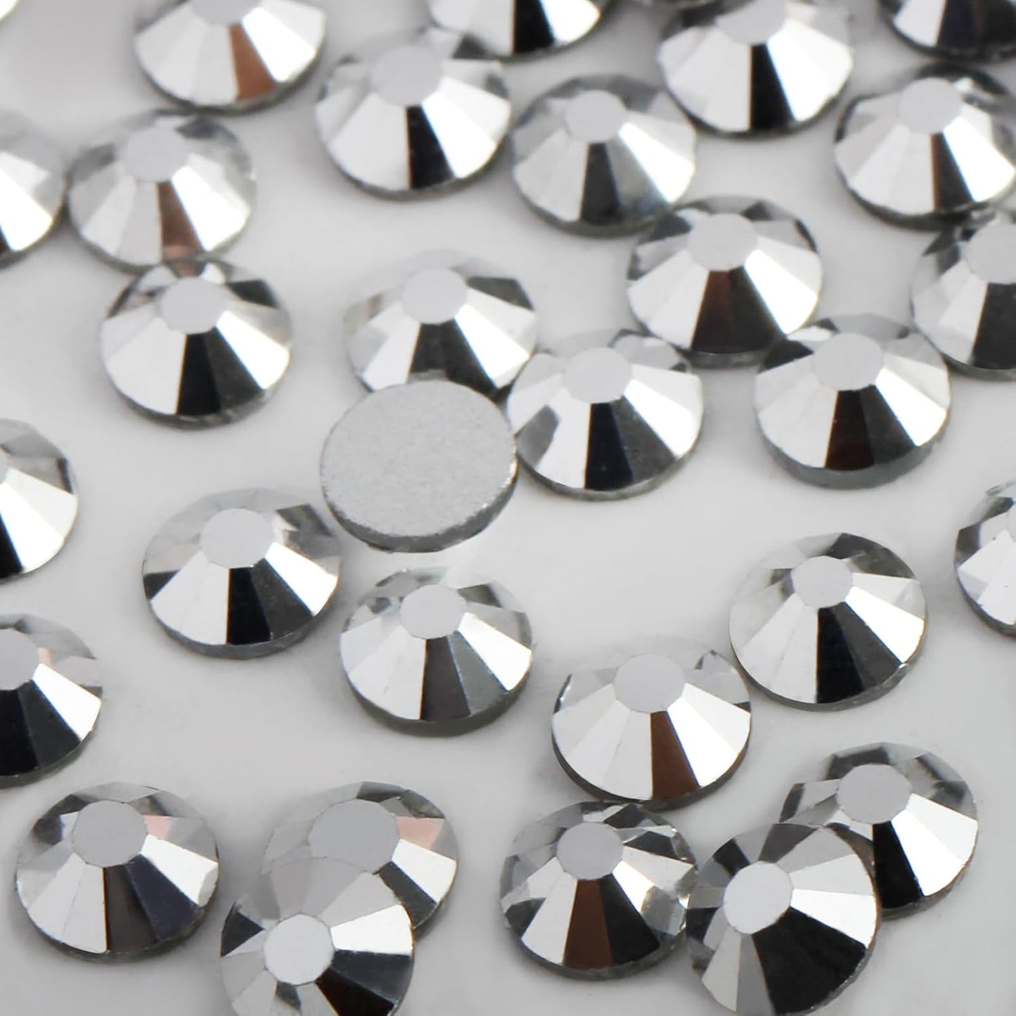 2000 PCS SS16 Flatback Rhinestones,12-Facet Diamond-Cut Glass Gems for Nail Art,Clothing,DIY Crafts,Glue-On Decoration Stones with Silver Backing,Silver Hematite