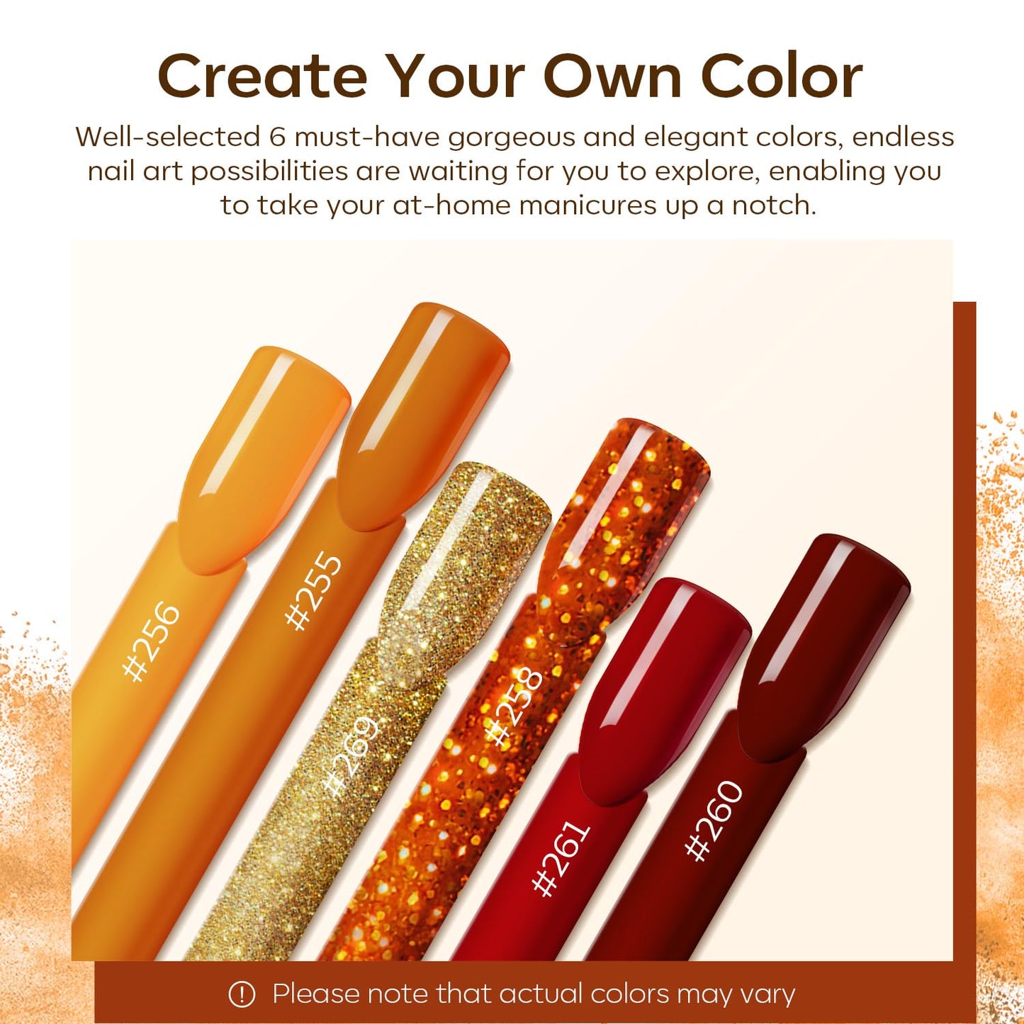 MODELONES 6 Colors Acrylic Powder, Fall Autumn Acrylic Nail Powder Gold Red Yellow Orange Nail Acrylic Powder for Acrylic Nail Art 3D Nail Carving French Nail Extension, Gifts for Women