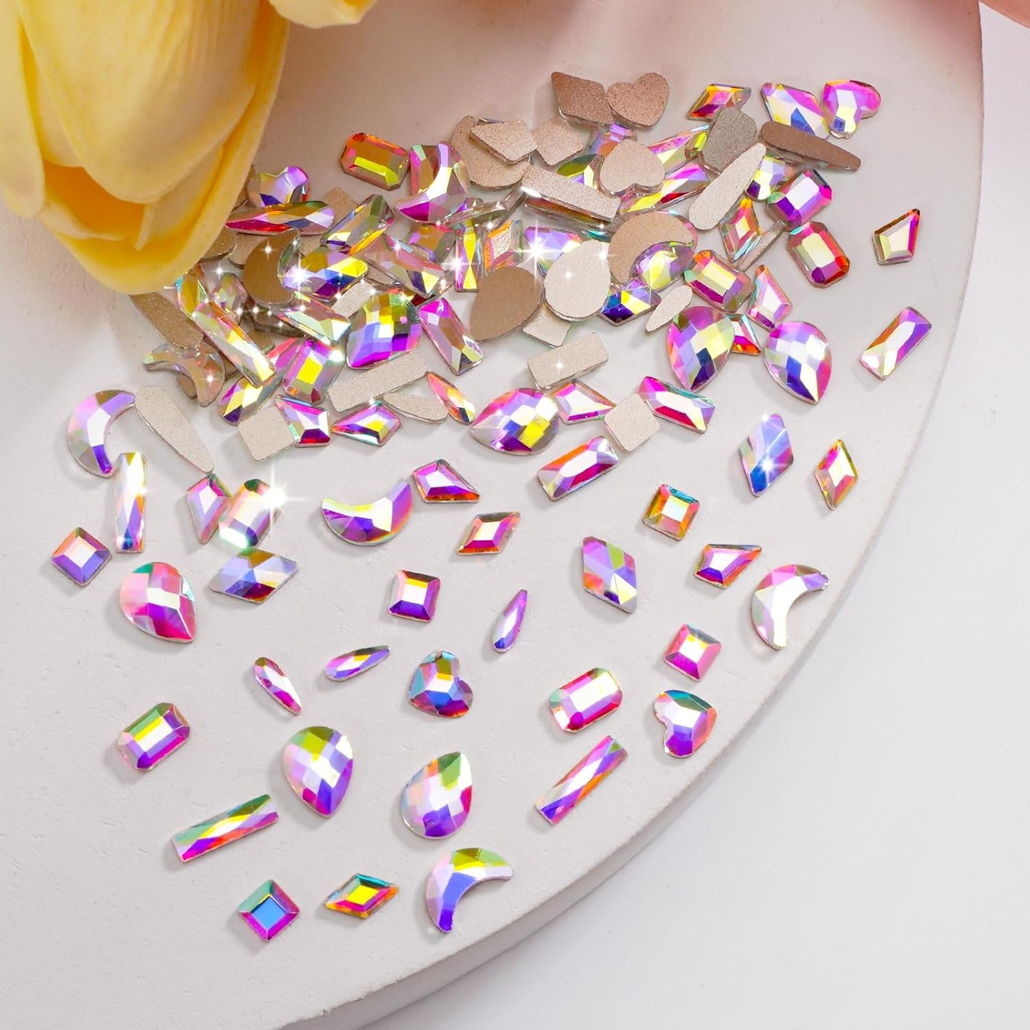 Canvalite 2518Pcs Rhinestones Nail Gems, 12 Styles 3D Glass AB Crystals Charms Shiny Multi Shape Flatback Nail Rhinestones for Nail Art with Picker and Tweezers for DIY Nail Art