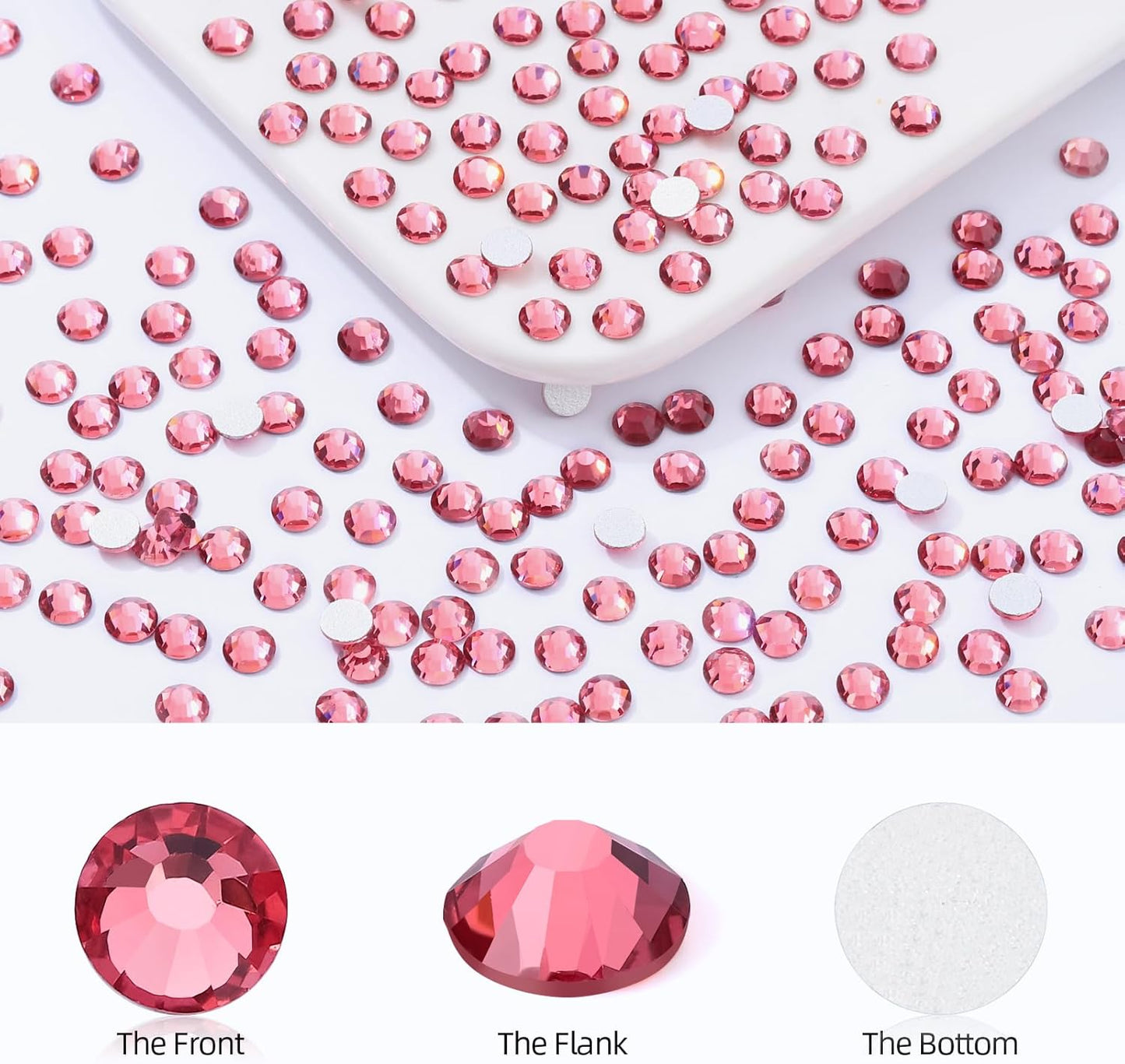 Rose Flatback Rhinestones, Glass Rhinestones for Nail Art and Craft, Glue Fix, Loose Crystal Gemstones(Rose, SS30, 576pcs, 6.4-6.6mm)