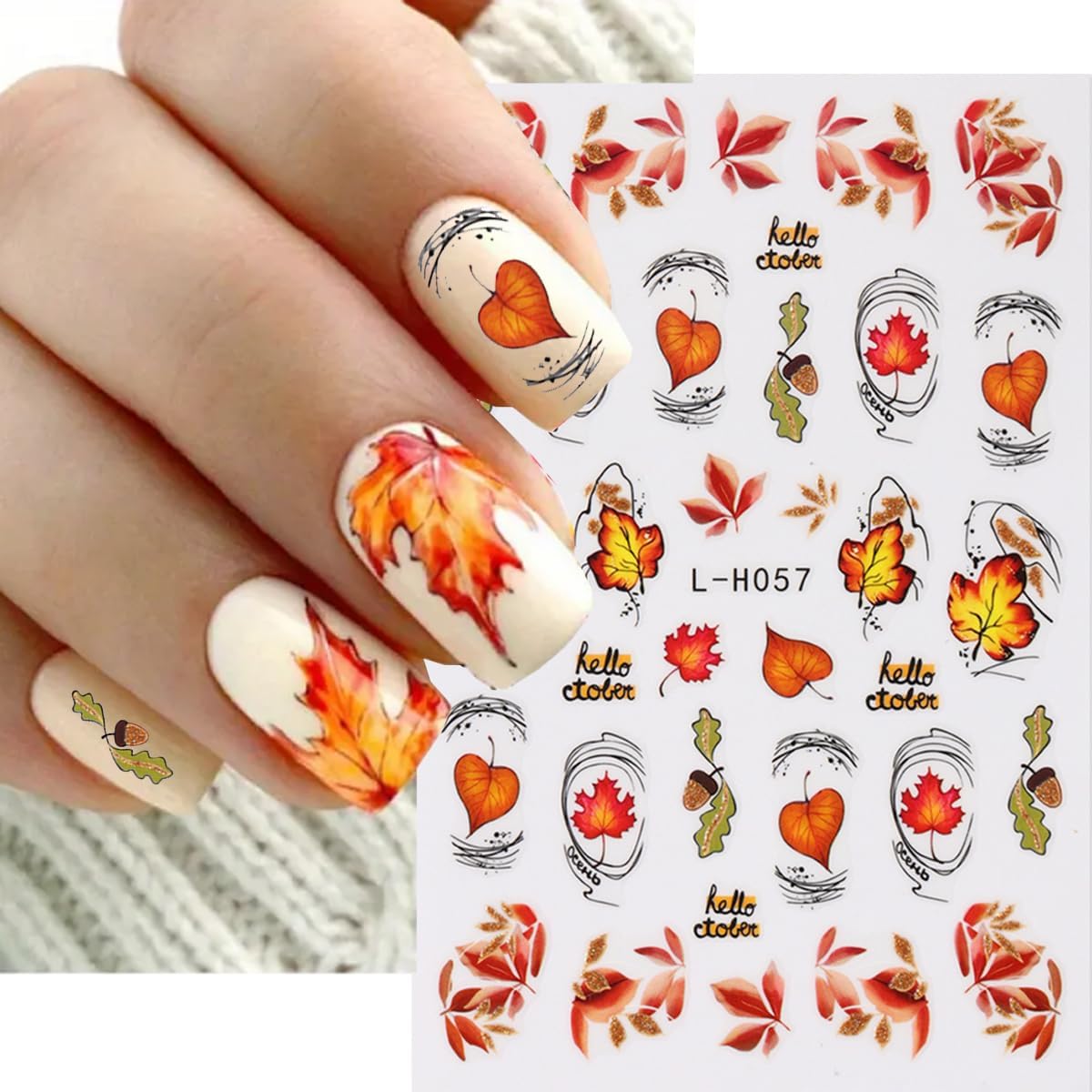 Fall Nail Stickers Maple Leaves Nail Decals Self Adhesive Nail Art Stickers Orange Fallen Leaves Pumpkin Bronzing Design Glitter Thanksgiving Nails Sticker for Nails Art for Women Decor Manicure