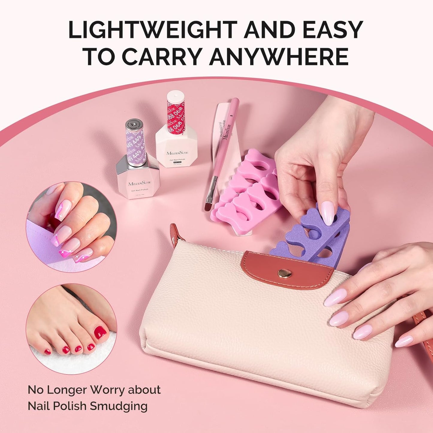 MelodySusie 50 Pcs Sponge Toe Separators Set, Soft & Premium Finger, Toe Spacers for Nail Polish, Manicure, Pedicure Home DIY Salon, Gift for Women Men, 5 Colors