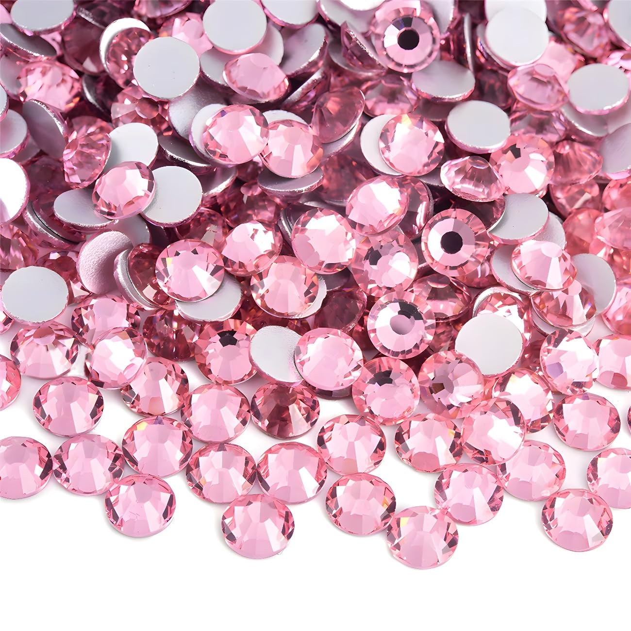 Flatback Rhinestones Round Gems for Nails Art and Crafts 2000Pcs SS16 4mm Glitter Crystals Stone DIY Bags Clothes Shoes (Pink)
