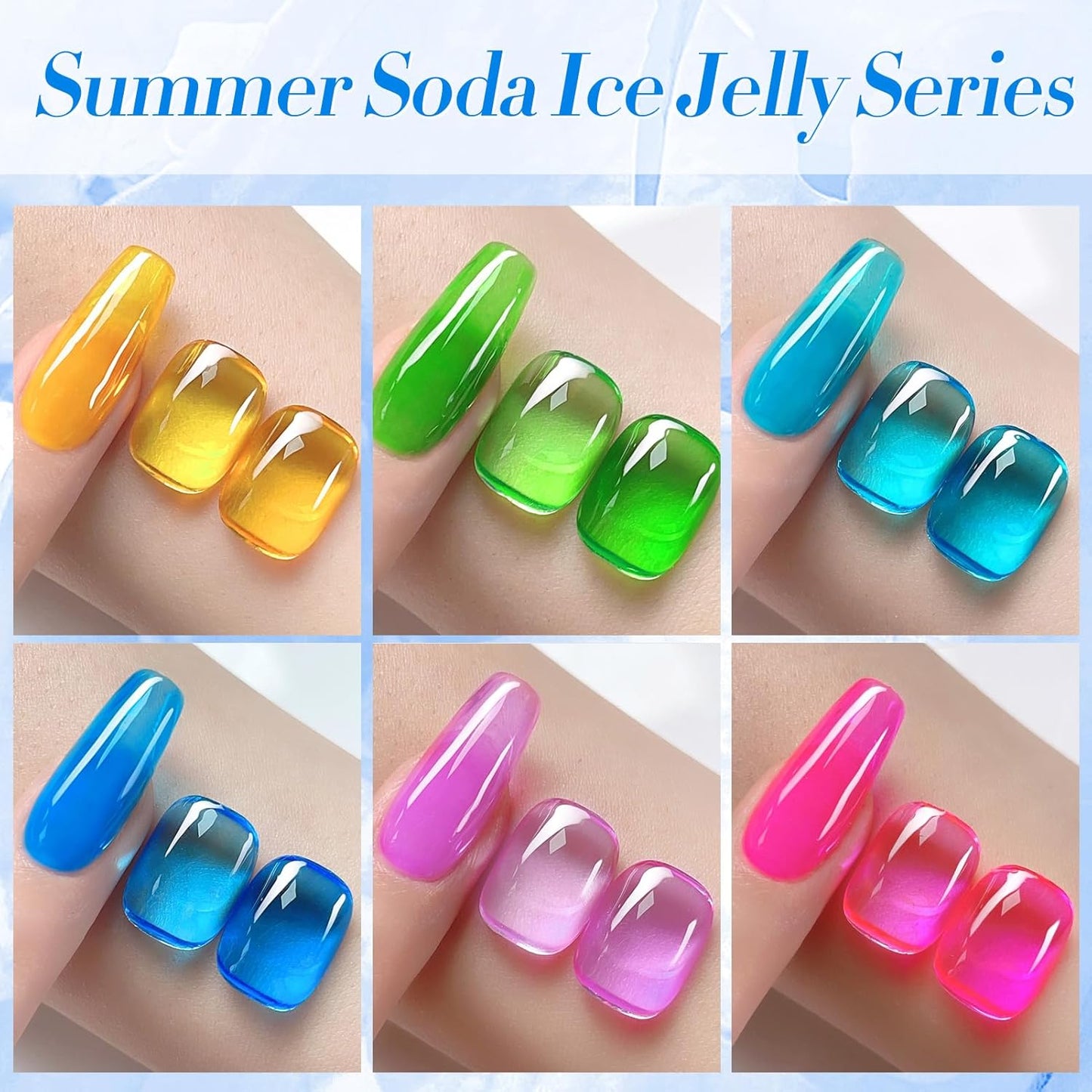 Born Pretty Jelly Gel Nail Polish Halloween Neon Gel Polish,Hot Pink Purple Blue Green Yellow 6Colors Translucent Effect,Soak Off U v LED Light Cure Nail Art Kit for Salon Manicure and DIY at Home