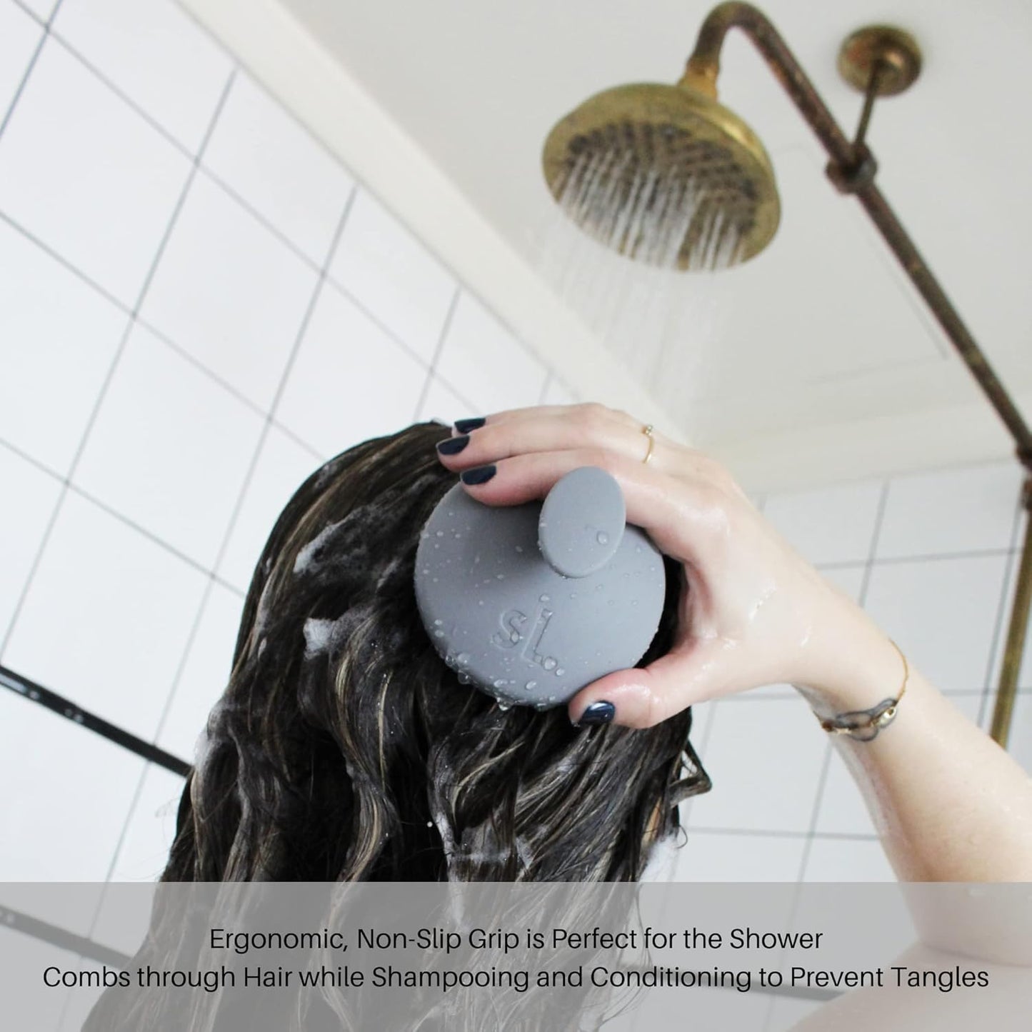 scalpluv | Scalp Massager Hair Brush, 3 in 1 Hair Massager, Exfoliator, Promotes Hair Growth, Dandruff Treatment, Waterproof Shower Scalp Scrubber with Soft Bristles, Shampoo Scrubber (Gray)