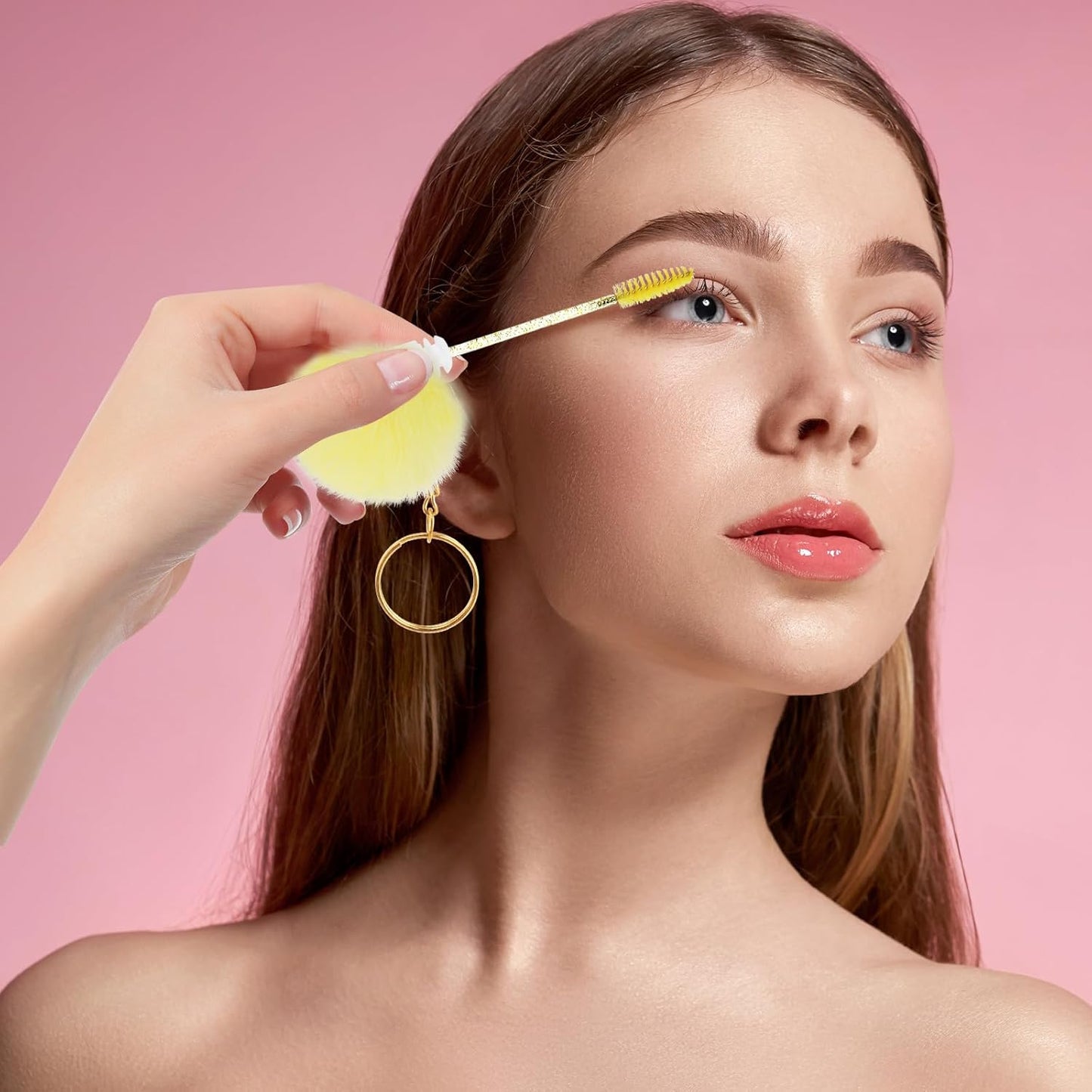 48 Pieces Disposable Mascara Wands Set,Include 24 pcs Disposable Crystal Lash Spoolies Brush and 24 Pieces Reusable Diamond keychain Empty Eyelash Brush Tubes for Women Girls Makeup Brush Kit