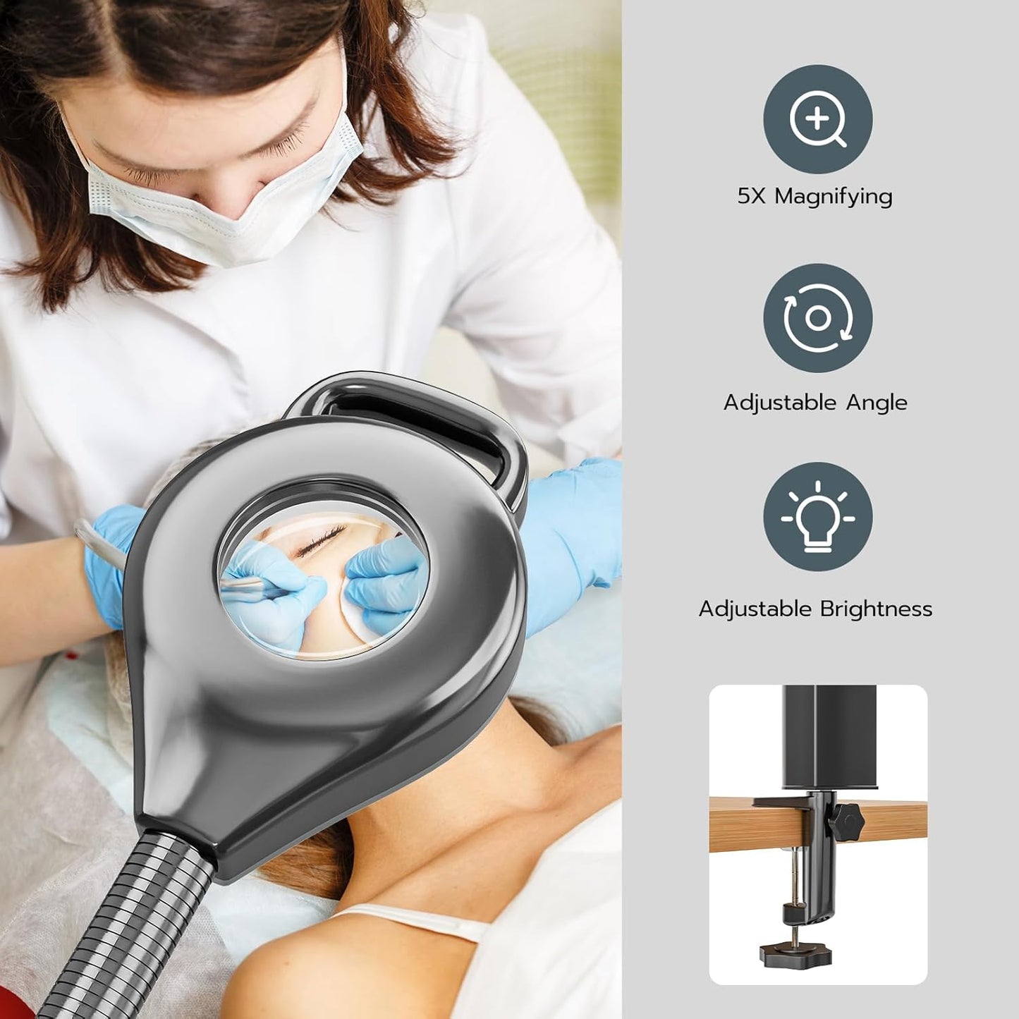Paddie Professional 3 in 1 Facial Steamer on Wheels for Esthetician, Hot & Cold Mist, 5X LED Magnifying Lamp, Black