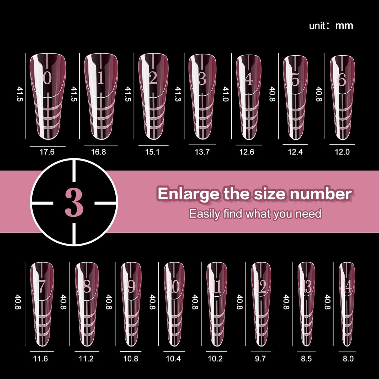 NMKL38 Pink 150PCS Dual Nail Forms 15 Sizes