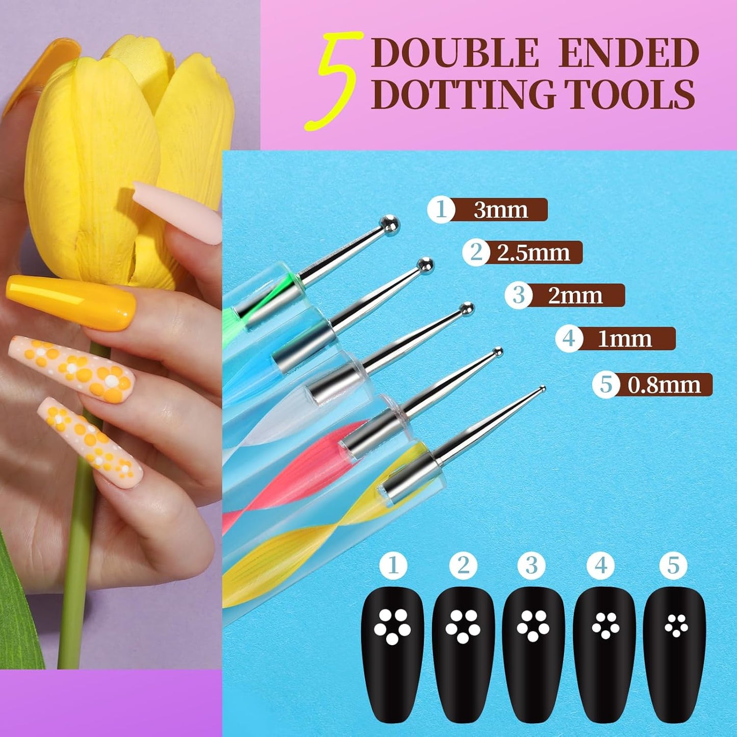 Teenitor Nail Art Kit, Nail Design Kit, Nail Art Tools with Nail Art Brushes Set, Nail Dotting Tools, Nail Rhinestones, Nail Stickers, Nail Art Tapes, Nail Art Foil