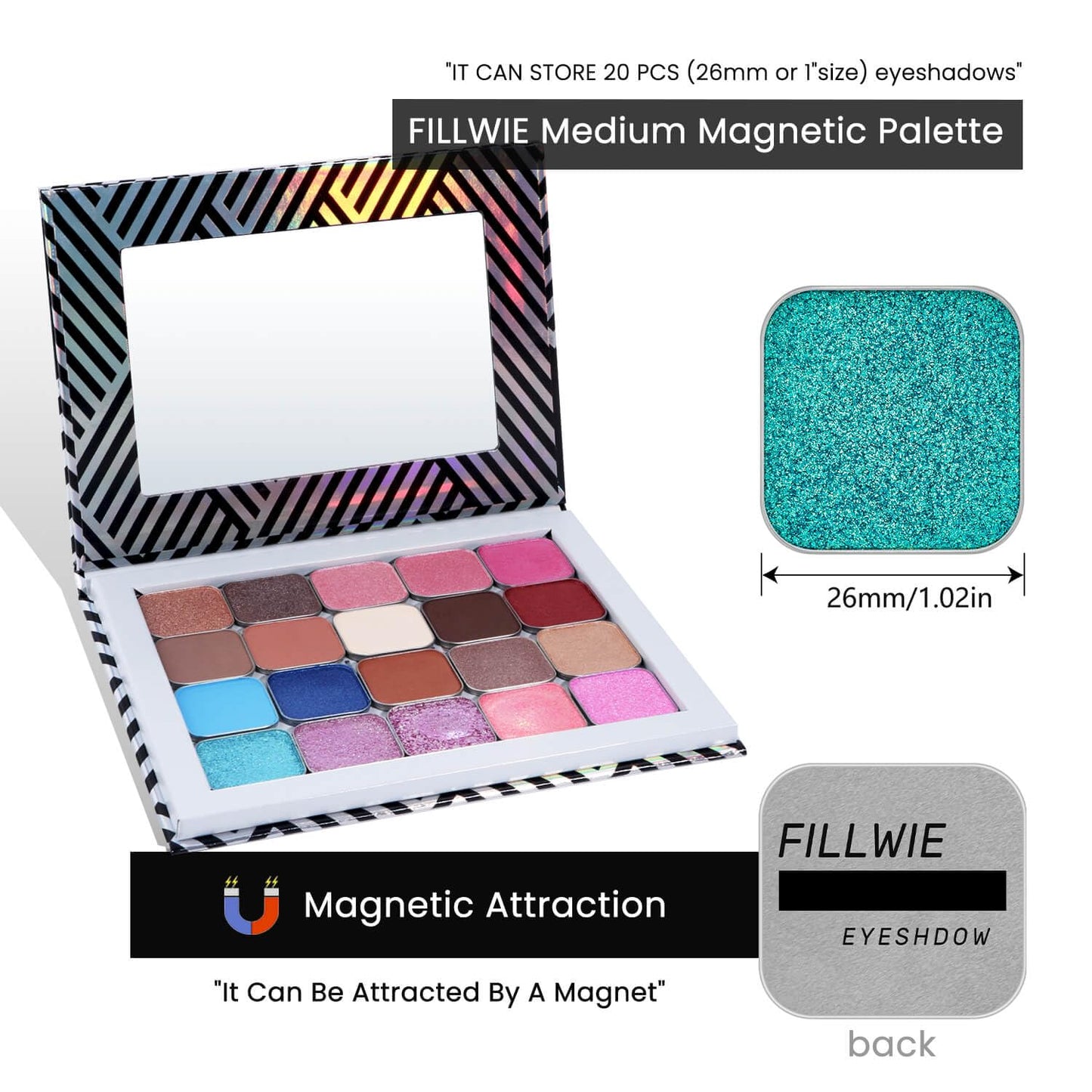 Chameleon Single Eyeshadow – Blue-Green Shimmer,Pressed Powder, Square Pan, Fits Magnetic Palettes,High Pigment, Smudge-Proof, Smooth Blend, All-Day Wear (Mermaid Flip)