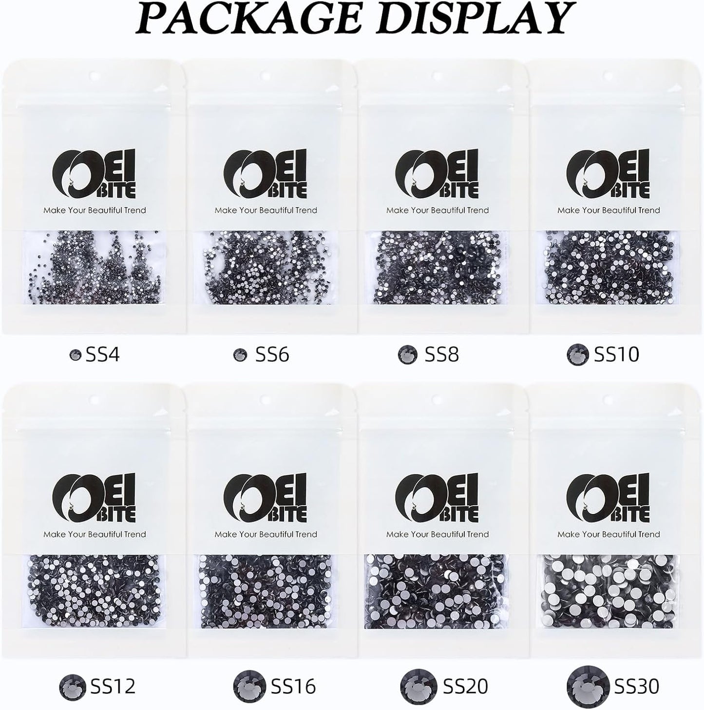 Gray Flatback Rhinestones, Glass Rhinestones for Nail Art and Craft, Glue Fix, Loose Crystal Gemstones(Gray, SS12, 1440pcs, 2.9-3.0mm)