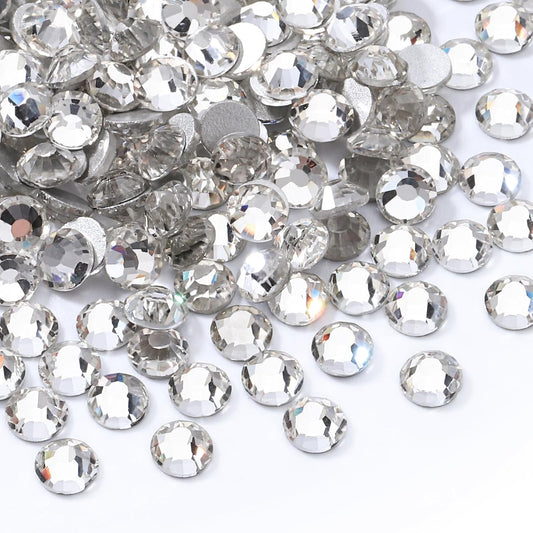 Crystal Clear Flatback Rhinestones, Glass Rhinestones for Nail Art and Craft, Glue Fix, Loose Crystal Gemstones(Crystal, SS30, 288pcs, 6.4-6.6mm)
